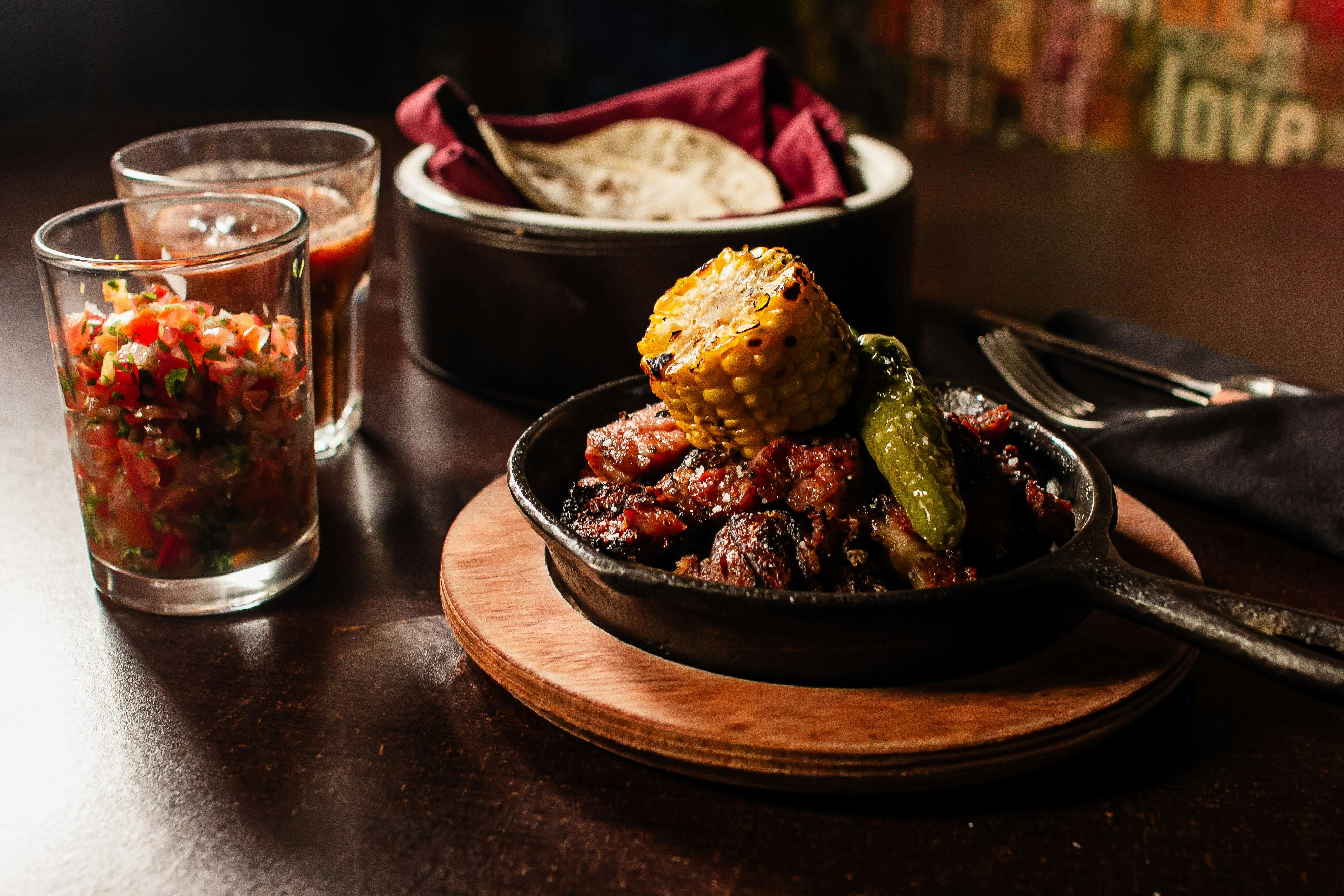 grilled corn in a skillet